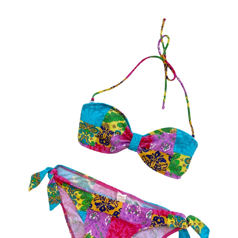 Multi-Pattern Bandeau Bathing Suit - image 3